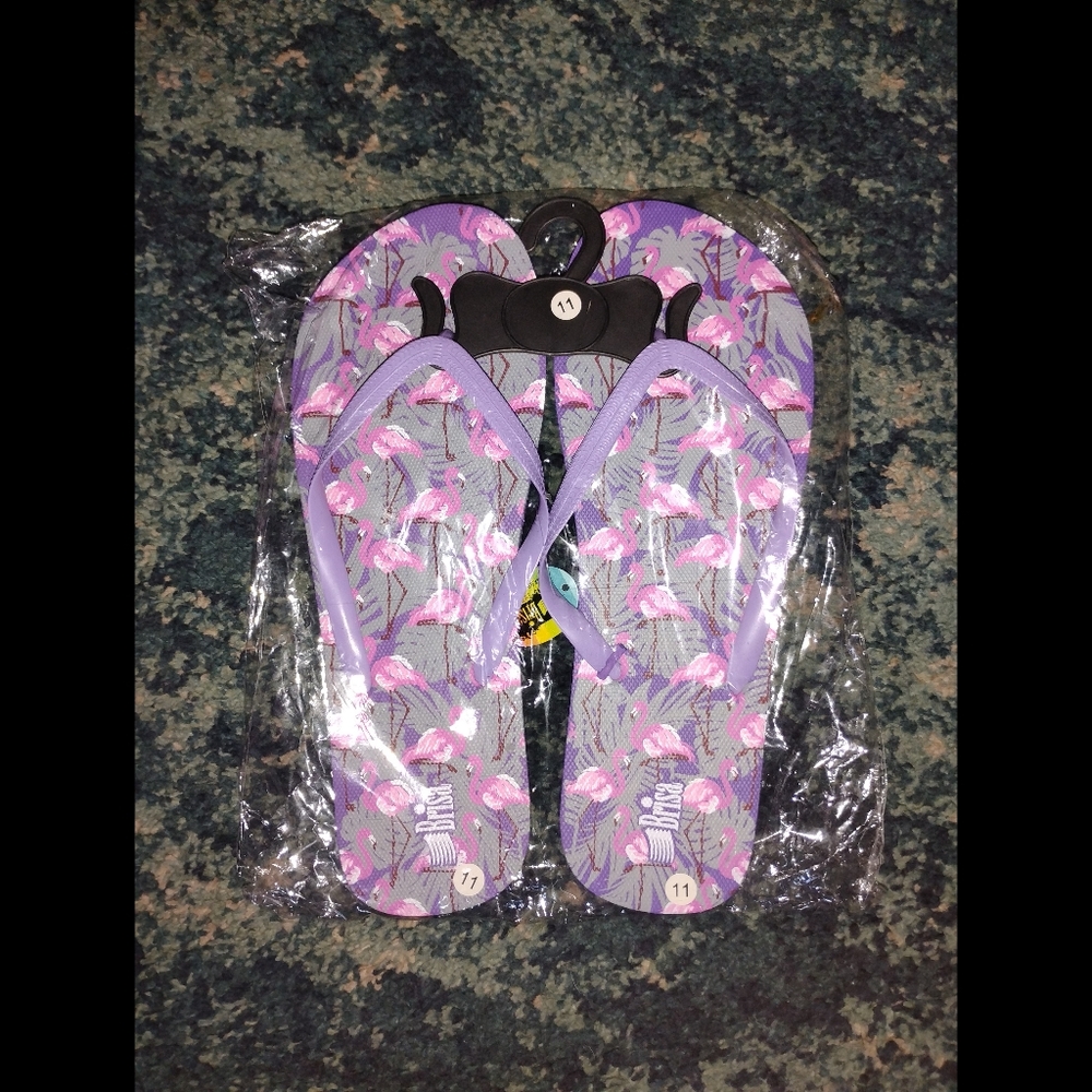 Purple Flamingo Flip Flops